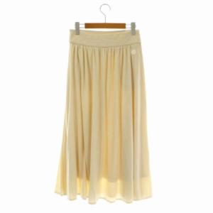 BORDERS at BALCONY キルティング ロング スカート フレア ウール 36 アイボリー