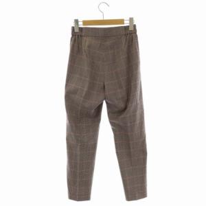 ANAYI テーパードパンツ チェック柄 ジップフライ タック 34 茶 ブラウン 黒 ブラック オレンジ