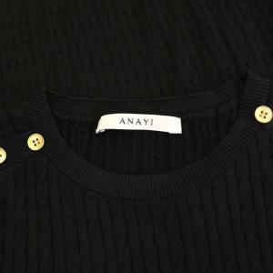 ANAYI ニット カットソー クルーネック 半袖 プルオーバー シルク混 36 黒 ブラック