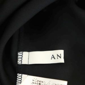 ANAYI サテンワンタックブラウス スタンドカラー 長袖 36 黒 ブラック