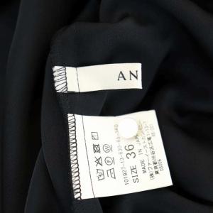 ANAYI サテンワンタックブラウス スタンドカラー 長袖 36 紺 ネイビー
