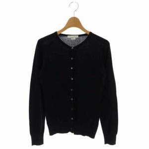 ニットカーディガン 長袖 クルーネック コットン S 黒 ブラック