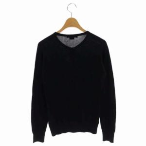 JOHN SMEDLEY ニットカーディガン 長袖 クルーネック コットン S 黒 ブラック
