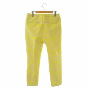 Cruciani ジャガード パンツ テーパード ジップフライ 刺繍 シルク混 花柄 38 黄 イエロー