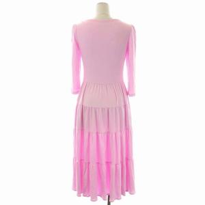 BORDERS at BALCONY 21SS ティアードワンピース ロング 七分袖 36 ピンク