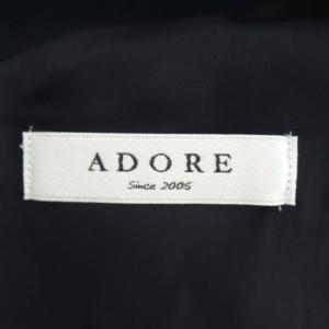 ADORE バックボタンワンピース ラウンドネック 半袖 ひざ丈 36 紺 ネイビー