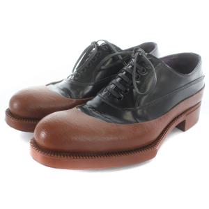 PRADA ラバーソールレザーシューズ 切替 35 22cm 茶色 ブラウン 黒 ブラック