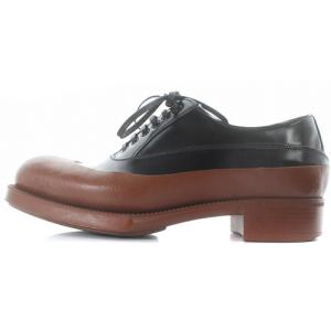 PRADA ラバーソールレザーシューズ 切替 35 22cm 茶色 ブラウン 黒 ブラック