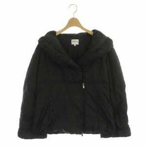 フリル ダウンジャケット ジップアップ ビッグカラー 42 黒 ブラック