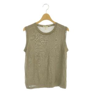 ノースリーブニット カットソー シアー S グレージュ
