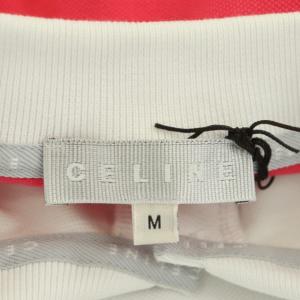 CELINE ポロシャツ カットソー 半袖 ロゴ刺繍 プルオーバー M 白 ホワイト シルバー色