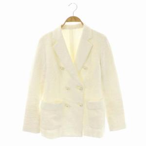 23SS スラブツィード ダブルボタンジャケット パールボタン 総裏地 36 ホワイト