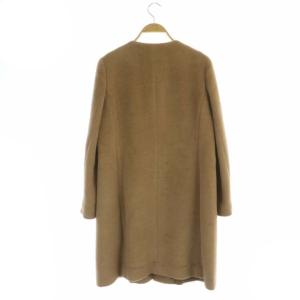 ANAYI アルパカ ウール ノーカラー コート アウター シャギー 36 キャメル ライトブラウン