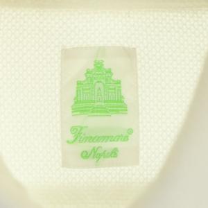 Finamore 鹿の子 ホリゾンタルカラー シャツ 長袖 製品洗い加工 M 白 ホワイト