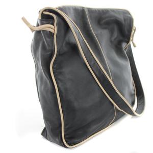 LOEWE ワンショルダーバッグ 巾着 レザー バイカラー 黒 ブラック べージュ