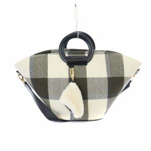 ハンドバッグ ワンショルダーバッグ 2WAY ストラップ付き トスカニアチェック 白 アイボリー 黒 ブラック