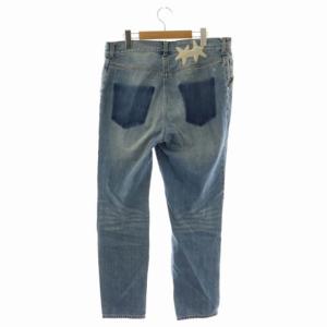 MUVEIL デニムパンツ ジーンズ スリム テーパード ビジュー付き 36 青 ブルー