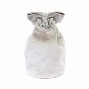 LUDLOW 巾着 ショルダーバッグ リボン ベロア 銀 シルバー