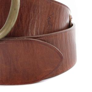 RALPH LAUREN レザーベルト ロゴ XS 茶色 ブラウン