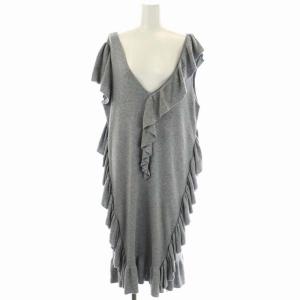 22AW フリルニットジャンパースカート ワンピース ロング フレンチスリーブ Vネック ウール混 0 グレー