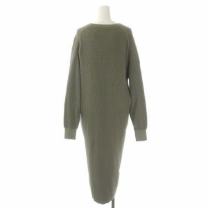 23区 22SS スリットネック ワッフル ワンピース 長袖 ロング プルオーバー 40 カーキ