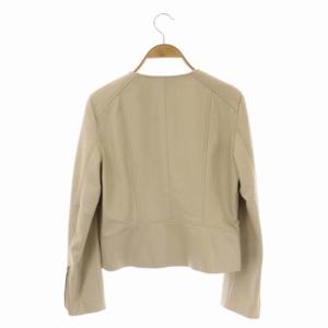 ANAYI 21SS ラムレザークルージャケット ジップアップ ショート ノーカラー 36 ライトベージュ