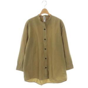 22SS COTTON RAMIE POPLIN シャツ 長袖 チュニック 前開き リネン混 2 カーキベージュ