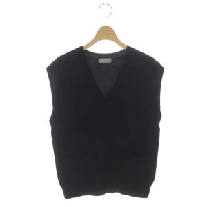 POCKET SLIPOVER ノースリーブニット カットソー ベスト Vネック プルオーバー ウール カシミヤ混 2 黒