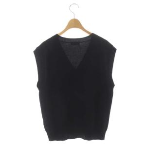MARGARET HOWELL POCKET SLIPOVER ノースリーブニット カットソー ベスト Vネック プルオーバー ウール カシミヤ混 2 黒