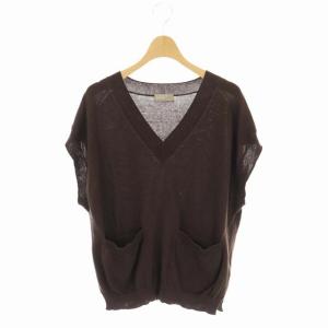 22AW LONG STAPLE COTTON ノースリーブニット カットソー Vネック 2 茶 ブラウン