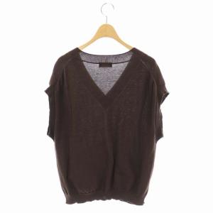 MARGARET HOWELL 22AW LONG STAPLE COTTON ノースリーブニット カットソー Vネック 2 茶 ブラウン