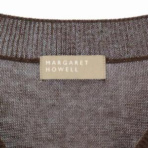 MARGARET HOWELL 22AW LONG STAPLE COTTON ノースリーブニット カットソー Vネック 2 茶 ブラウン