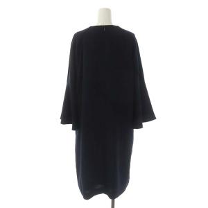 ADORE ワンピース 長袖 ひざ丈 フレア袖 レース 36 紺 ネイビー