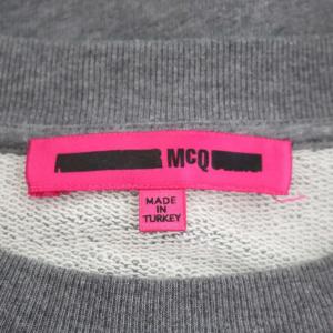 McQ Alexander McQueen ツバメデザインスウェットワンピース ひざ丈 フロッキー 長袖 S グレー 紺 ネイビー