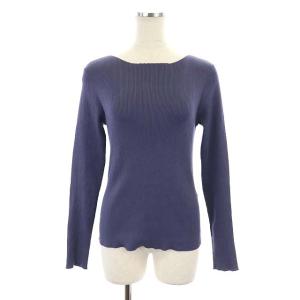 22SS RIB ボートネックプルオーバー ニット カットソー 長袖 くすみブルー