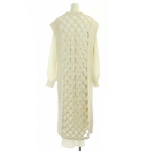 Ameri VINTAGE 2点セット LAYERED MESH KNIT シャツワンピース  長袖 バンドカラー ニットワンピース ノースリーブ ロング
