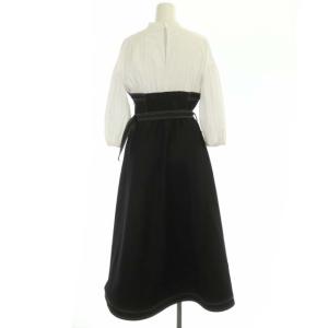 Ameri VINTAGE 21SS AFFOGATO SHIRT DRESS ワンピース ロング フレア 七分袖 ギャザー ステッチ S オフホワイト