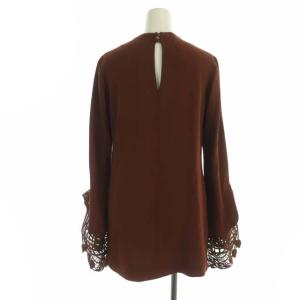 Mame Kurogouchi 20AW Embroidered Cuff Top ブラウス プルオーバー 袖口レース 1 ブラウン