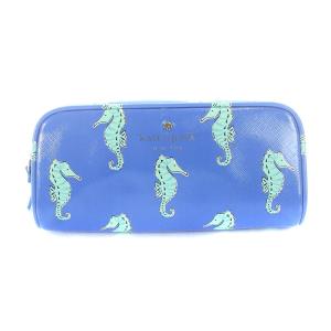 ポーチ  タツノオトシゴ柄 青 ブルー