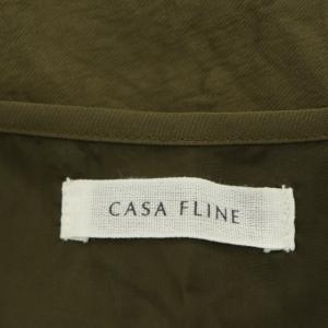 CASA FLINE 矢野未希子コラボ フリル プリーツ ワンピース ロング 長袖 スリット ティアード F カーキ
