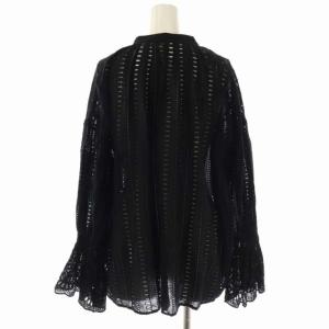 Grace Class カットワークコットントップス ブラウス スキッパー プルオーバー 長袖 36 黒 ブラック