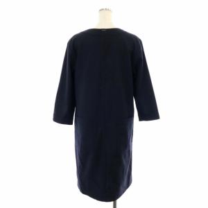 MHL. ワンピース クルーネック 長袖 ひざ丈 プルオーバー ウール 2 黒 ブラック