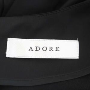 ADORE 21SS ダルサテンワンピース ロング 切替 ニット 半袖 38 黒 ブラック