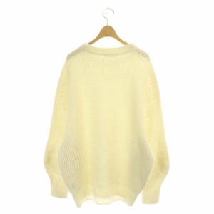 Plage 21AW ファインウール カタアゼニュアンス クループルオーバー ニット セーター 長袖 オフホワイト