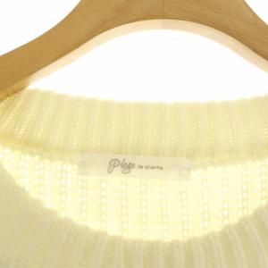 Plage 21AW ファインウール カタアゼニュアンス クループルオーバー ニット セーター 長袖 オフホワイト