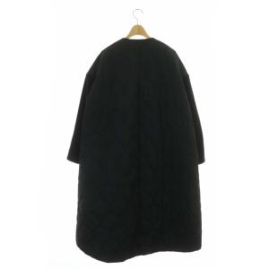 ENFOLD キルティングAラインコート ノーカラー 38 ダークネイビー