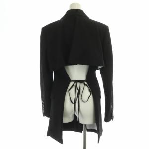 ENFOLD バックオープン デザイン ダブル テーラードジャケット ロング 背抜き 38 黒 ブラック