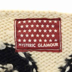 HYSTERIC GLAMOUR カウチンニットジャケット ブルゾン ジップアップ 長袖 ウール F アイボリー 黒 ブラック 赤 レッド