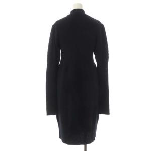 BALLY ニットワンピース ひざ丈 長袖 刺繍 モックネック カシミヤ混 44 黒 白 ブラック ホワイト