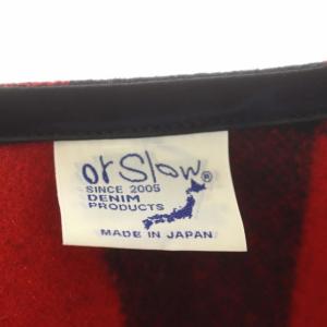 orSlow ウール ノーカラー チェック ハンターズ ジャケット 赤 黒 レッド ブラック